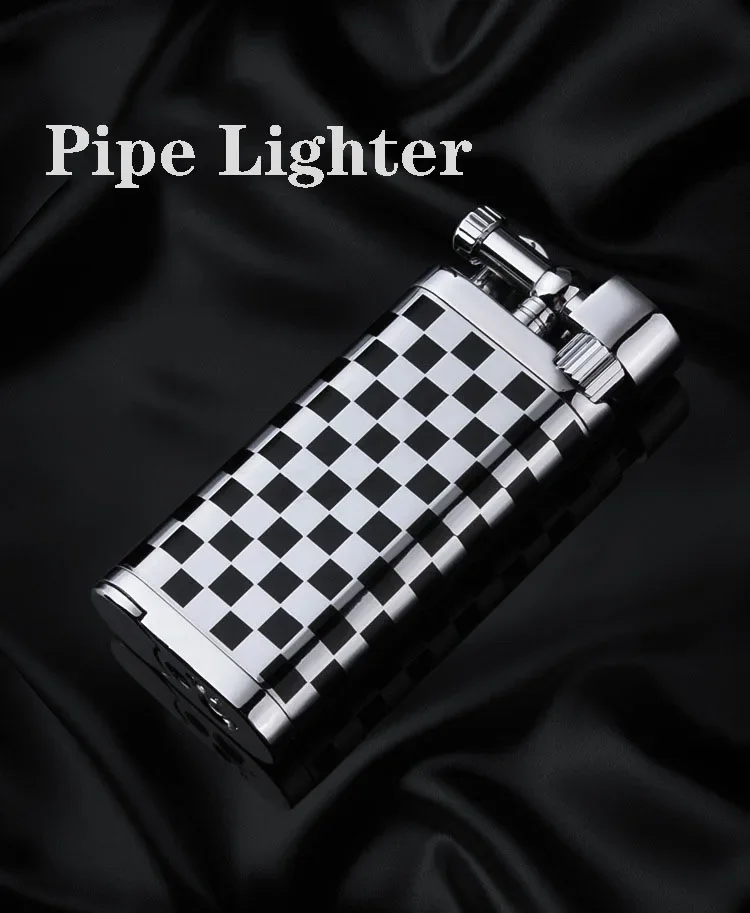 Genuine Oblique SPUNK Cigarette Pipe Gas Lighter With Tobacco Pipe Tamper Personality Retro Metal Rocker Arm Lighter Easy Ignite