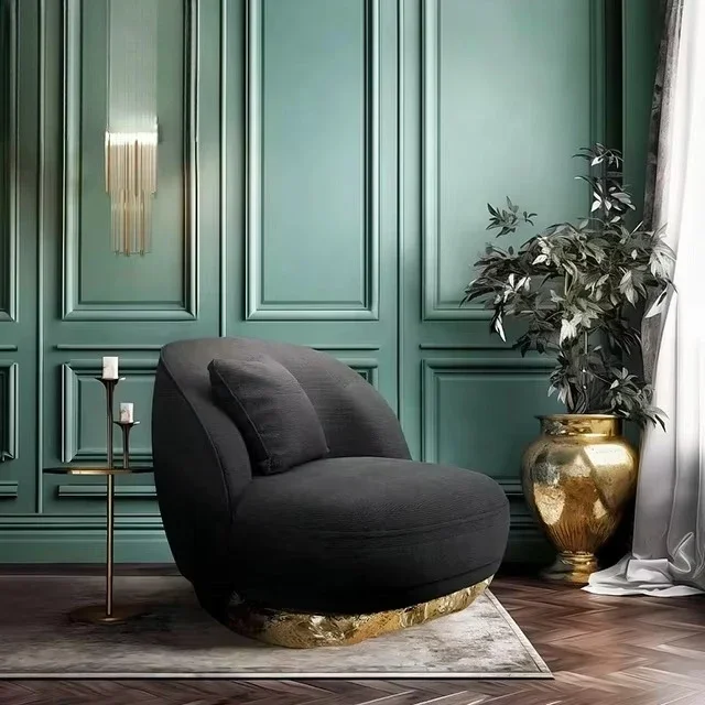 Furnished velvet and pure copper base black gold luxury sofa villa or hotel