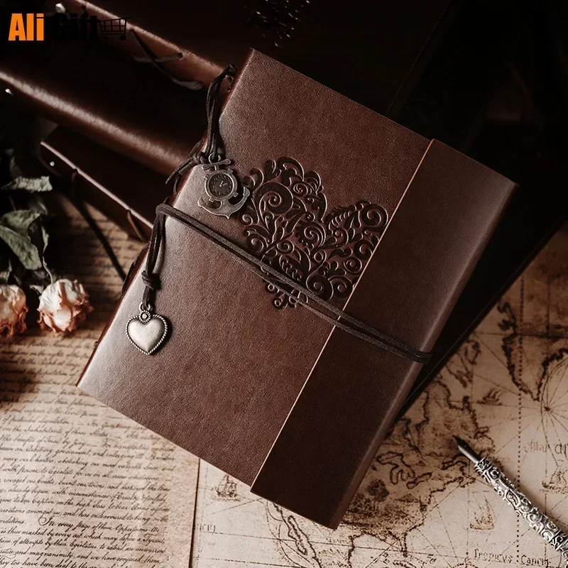 30 Sheets Creative Vintage Leather Photo Album Scrapbook DIY Handmade Memorial Guestbook Wedding Family Stick Book Baby Memory