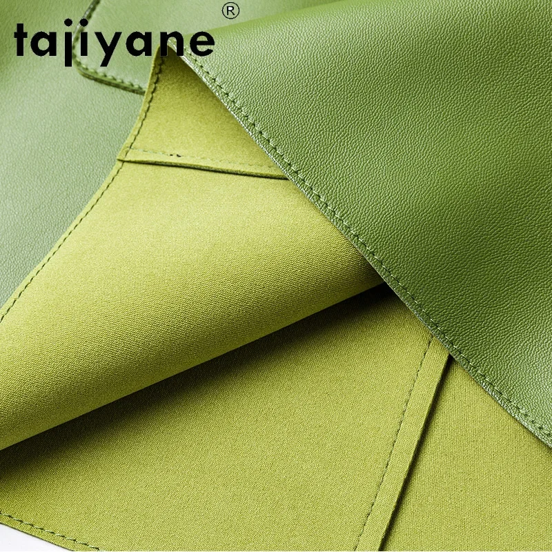 Takiyane – Mini jupe en cuir véritable pour femmes, taille haute, en peau de mouton véritable, Style coréen, été, 2021, TN2177