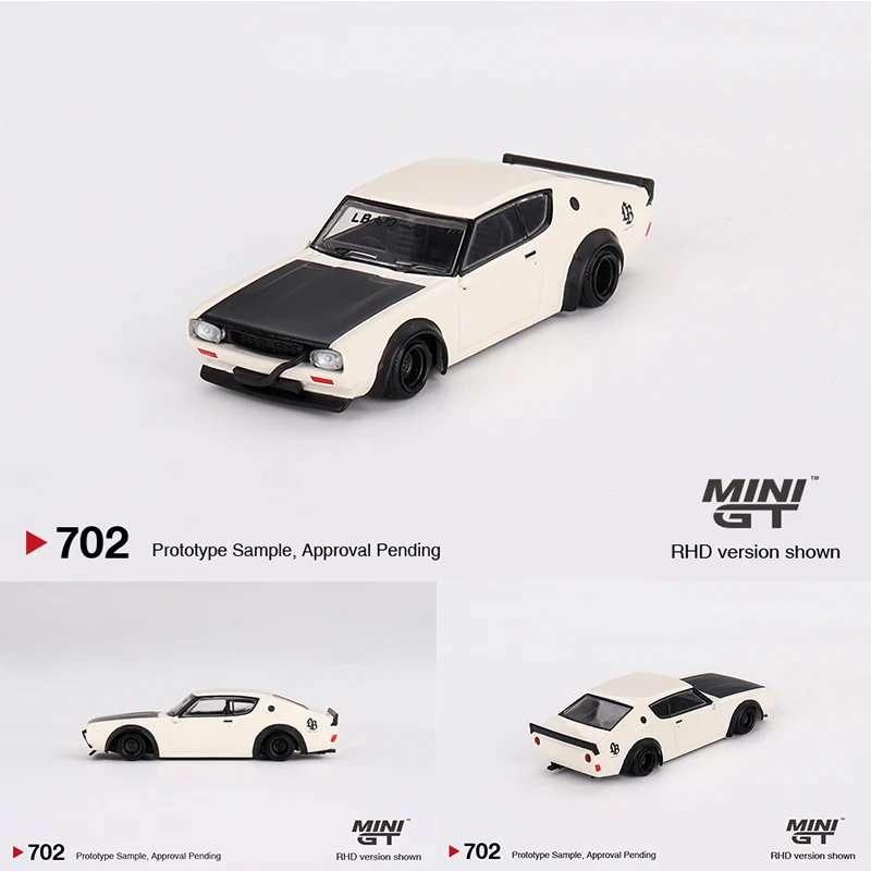 MINIGT 702 In Stock 1:64 LBWK Skyline KPGC110 Kenmeri Liberty Walk White Diecast Diorama Car Model Collection Miniature Toys