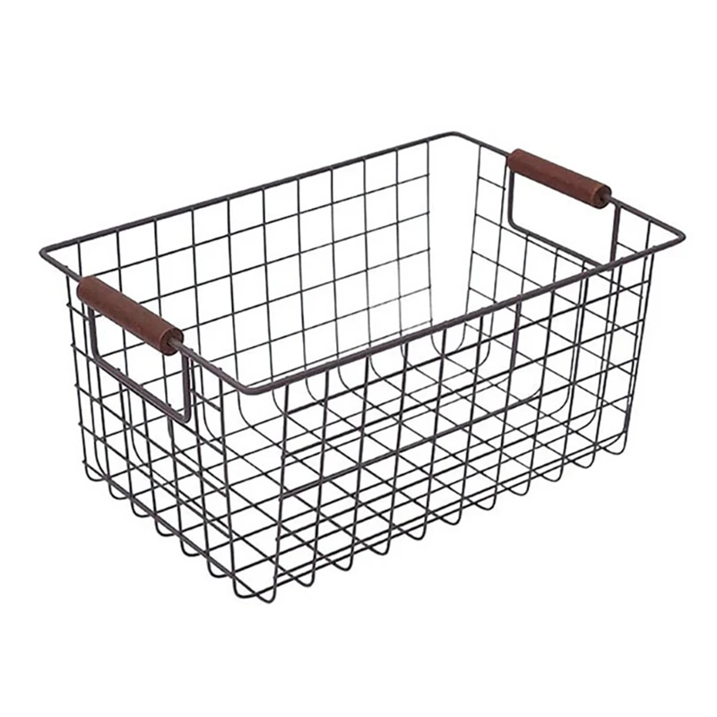 Japanese Wrought Iron Storage Basket Simple Bathroom Snacks Organizer Books Holder Kitchen Sundries Container L