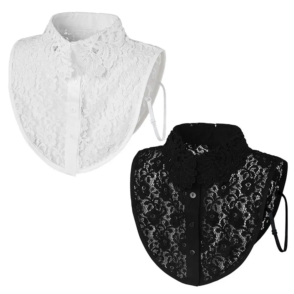 Accesorio de ropa, cuello falso desmontable, encaje blanco, negro, cuello falso, chal ajustable, envoltura para mujeres y niñas