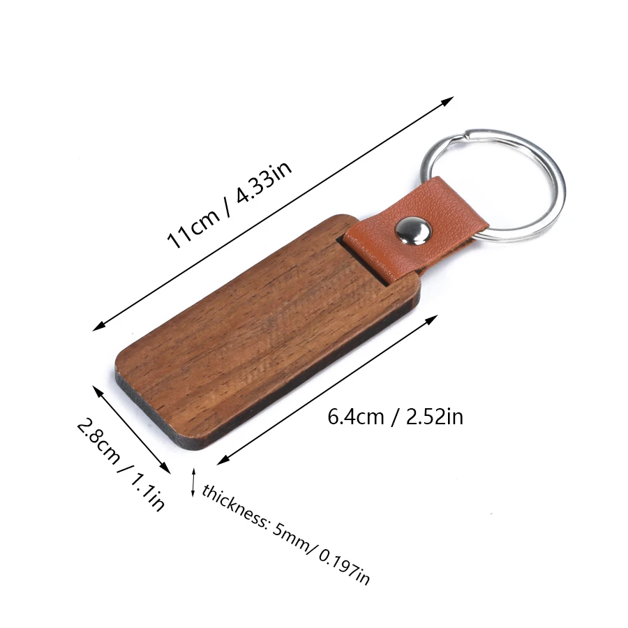 24pcs Leather Wood Keychain Blank Wooden Keychains for Laser Engraving DIY Various Key Tags Wood Crafts Gift