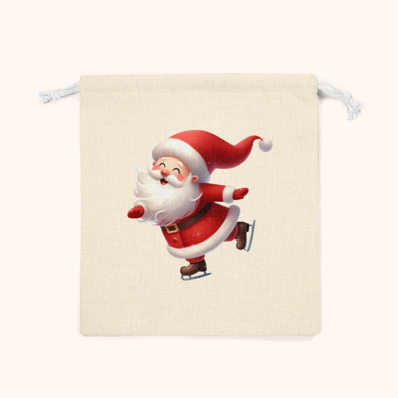 Christmas Ski Santa Drawstring Christmas Gift Wedding Candy Packaging Cotton Small Items Bundle Pocket Convenient 10pcs