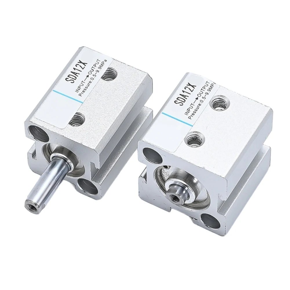 SDA12X50 Pneumatic Thin Cylinder Compact Aluminum Alloy Double Acting Air Cylinder M5x0.8 Port For Automation Control Equipment