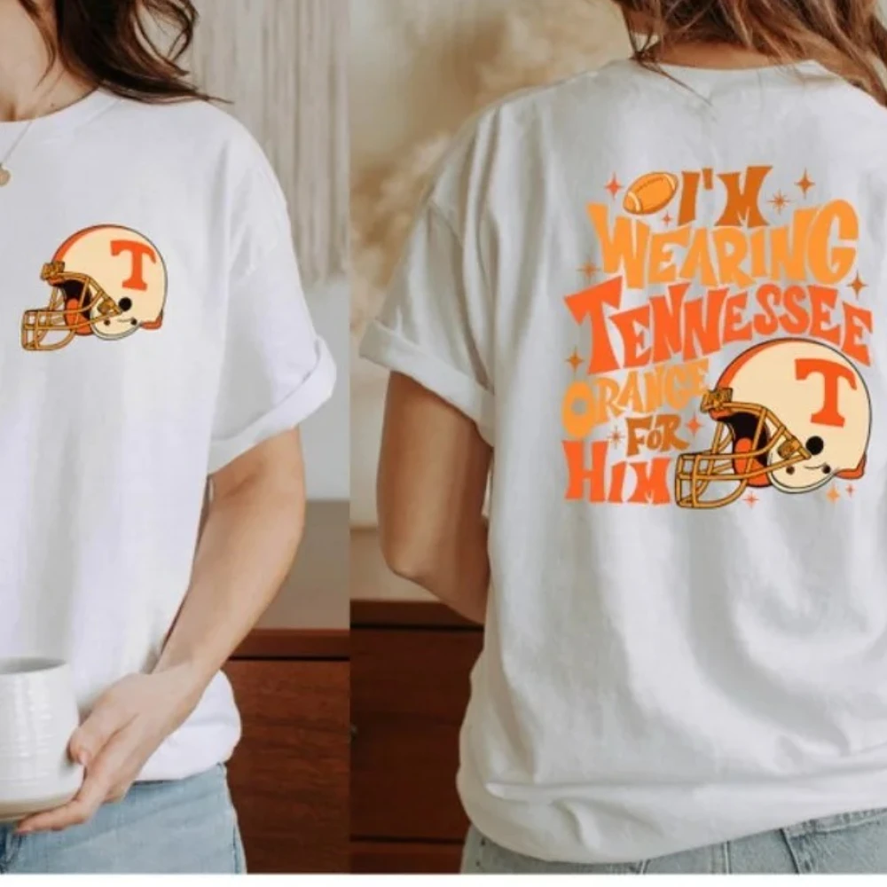 أنا أرتدي تينيسي برتقالي له قميص تينيسي برتقالي قميص فريق كرة القدم قميص لعبة يوم المرأة تي شيرت الصيف الشارع الشهير #2
