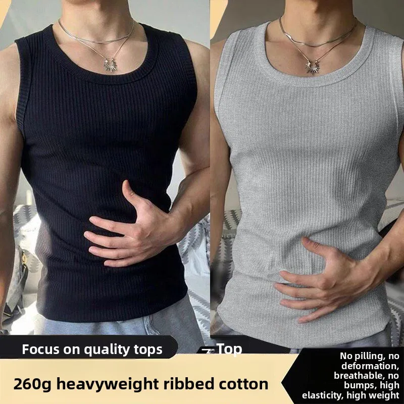 American Style Fitness Tank Top Men's Summer Sportswear Anti-Dirt Muscle Exposure Sleeveless A-Line Narrow Shoulder Strap T-S...
