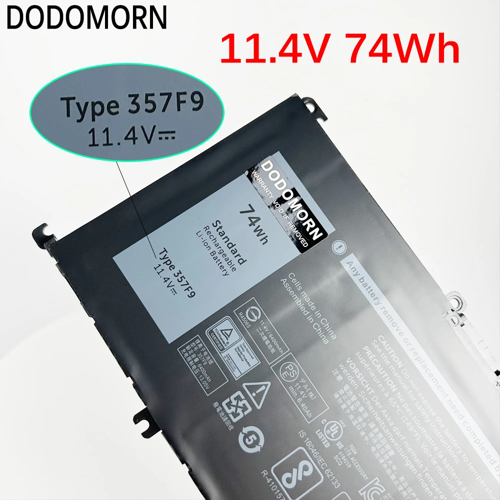 DODOMOR-Batterie 357F9 pour DELL Inspiron 15 Gaming, 5576, 5577, 7566, 7567, 7000, 7557, 7559, P57F, P65F, 15, 7000 Series, P65F001, P57F001