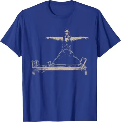 Lustiges Abraham Lincoln Pilates Reformer Workout Art T-Shirt Y2k Gym Doing Fitness Exercises Grafik Herrenbekleidung 4th of July Tee – Detail 10