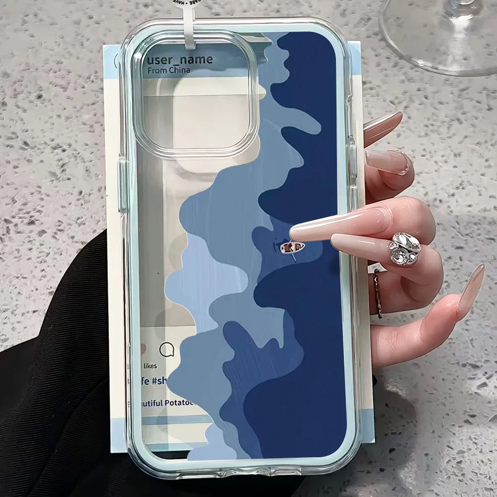 Blue Ocean Aesthetic Phone Case For Samsung Galaxy S26 Ultra S25 S24 Plus s22 s23 Plus FE A57 A54 A55 A35 A36 A37 5G Clear Cover