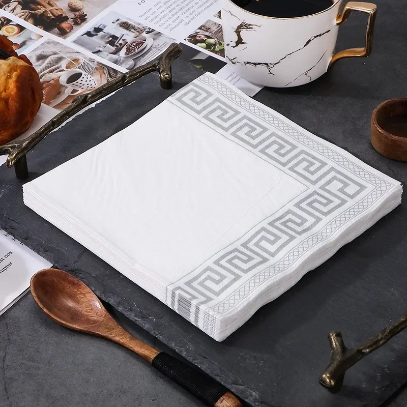 

20Pcs/pack 33x33cm Gold Silver Edge Printed Disposable Napkins Table Dinner Tissues Party Decoration Supplies