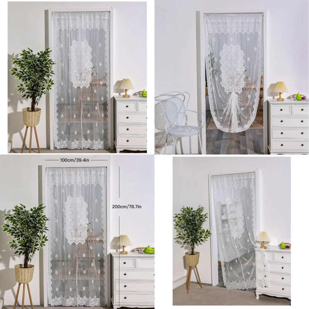 

Прозрачная вышитая вуаль, дверная занавеска во французском стиле, полупрозрачная перегородка для комнаты, фильтрация света, элегантный домашний декор для жизни