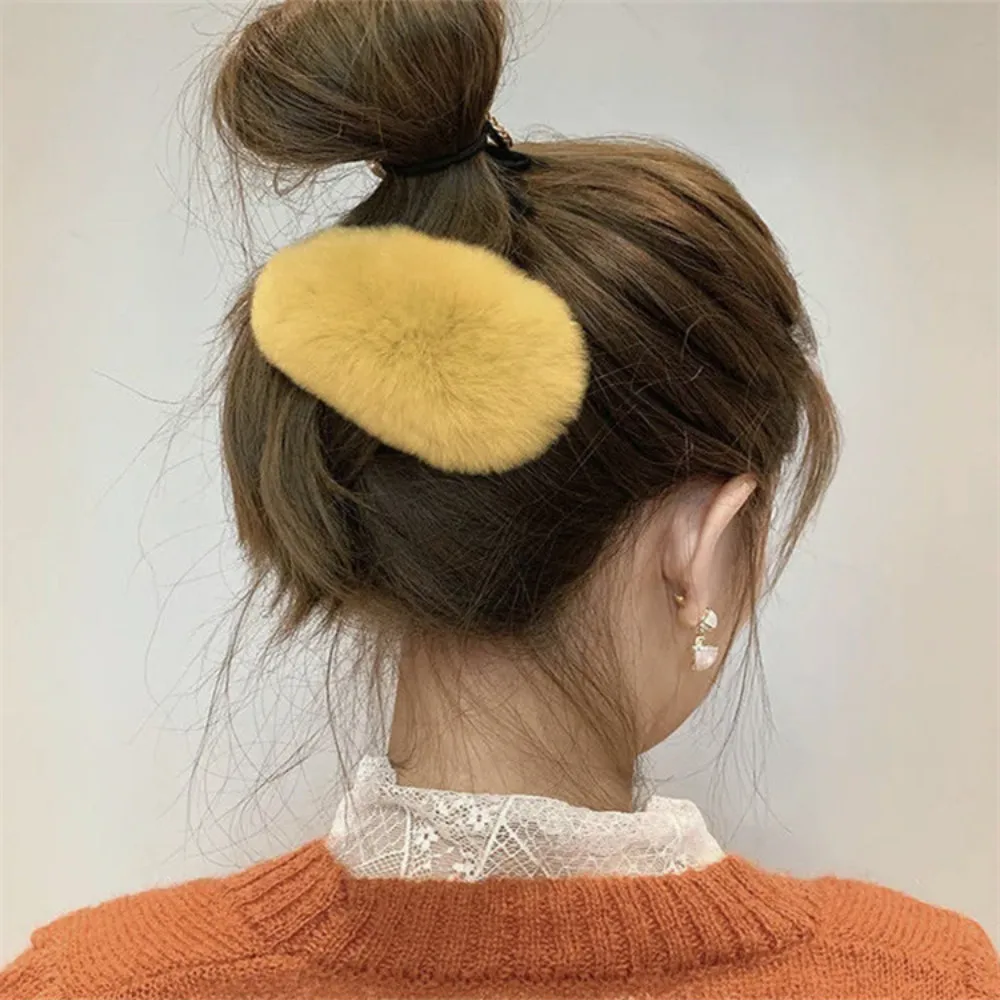 Moda de pelúcia grampos de cabelo para mulheres outono e inverno grampo de cabelo doce versátil franja lateral grampos de cabelo menina acessórios de cabelo