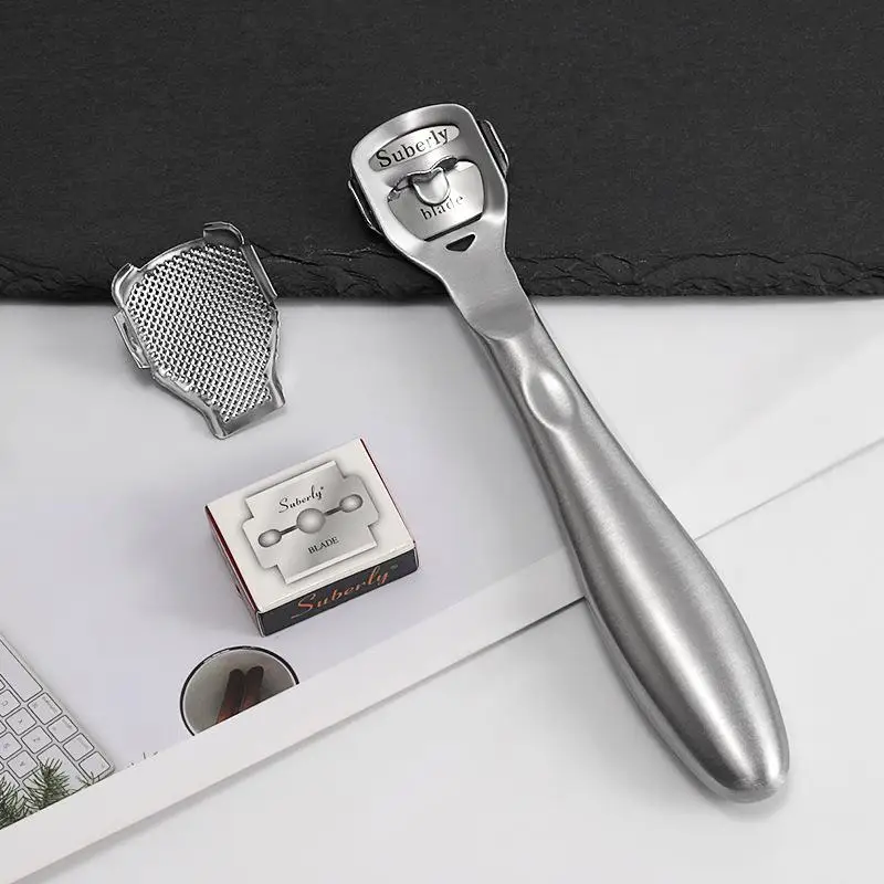 1 Set Stainless Steel Foot Callus Shaver With 10 Replacement Blades And Extra File Head For Pedicure Removing Dead Skin Calluses