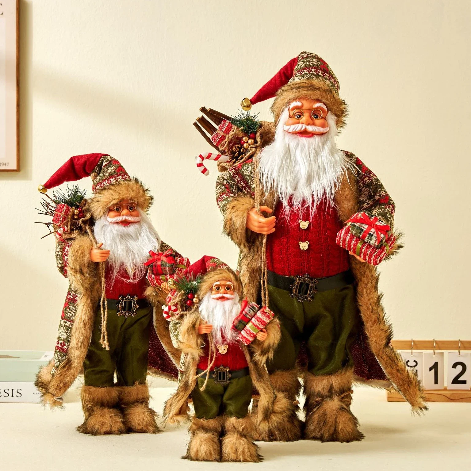 

Big Santa Claus Plush Dolls Standing Toy Christmas Tree Decoration Figures Gift Kids New Year Home House Ornaments Decor Navidad