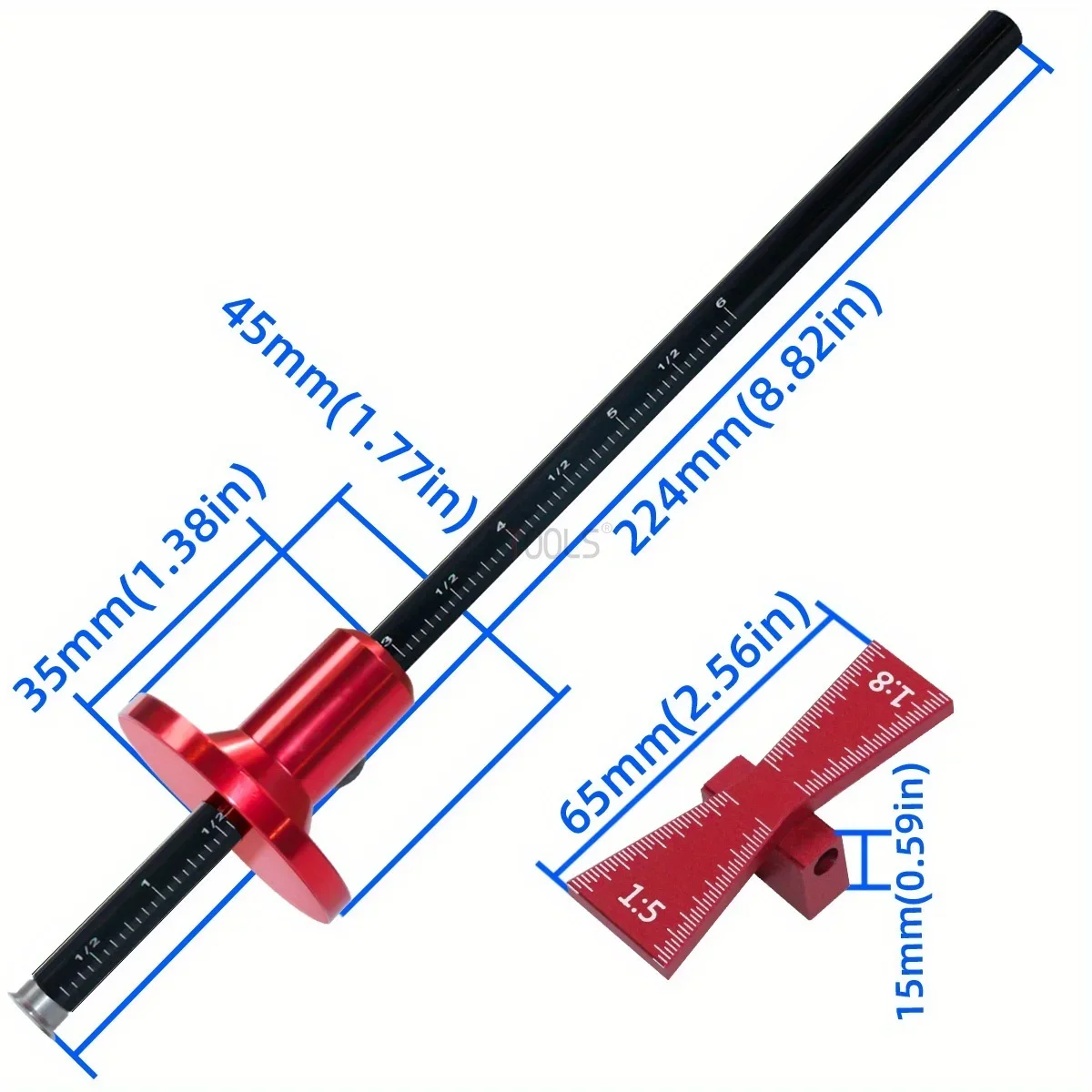 Rad markierung lehre Schwalben schwanz lehre Führungs markierung Aluminium legierung Schreib werkzeug Zoll/mm Skala Lineal Parallel linien zeichnung Messung