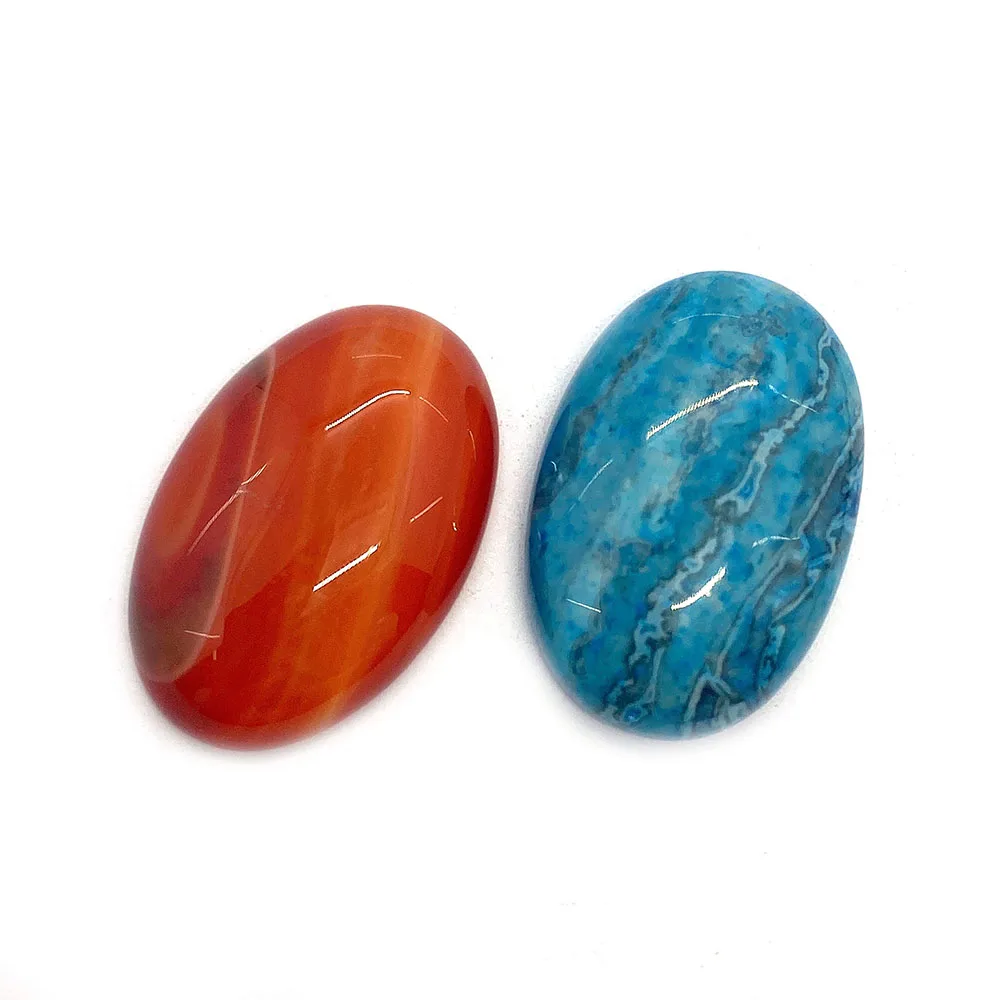 Natural Stone Cabochon CAB Oval Beads Agate Tiger Eye Aventurine Beads for Jewelry Making Ring Cabochon DIY Jewelry Accessories