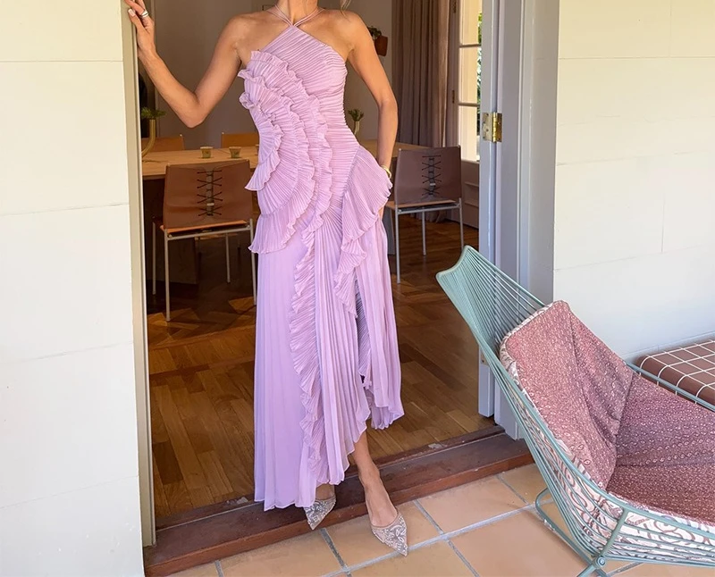 

2025 Spring New Floral Print Off Shoulder Ruffle Layered Maxi Dress Elegant Lady Style