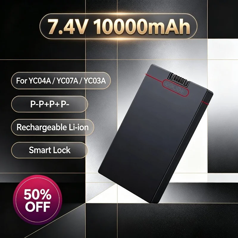 7.4V 10000mAh Battery for YC04A YC07A YC03A FBT-01 Fingerprint Smart Lock [P-P+P+P-] Rechargeable Li-ion Replacement