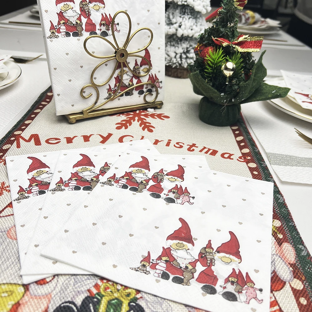 20pc Christmas Party Napkins simple Santa Claus Series of Dining Table Napkins Paper Safe Fragrant Free Soft Mouth Wiping Tissue