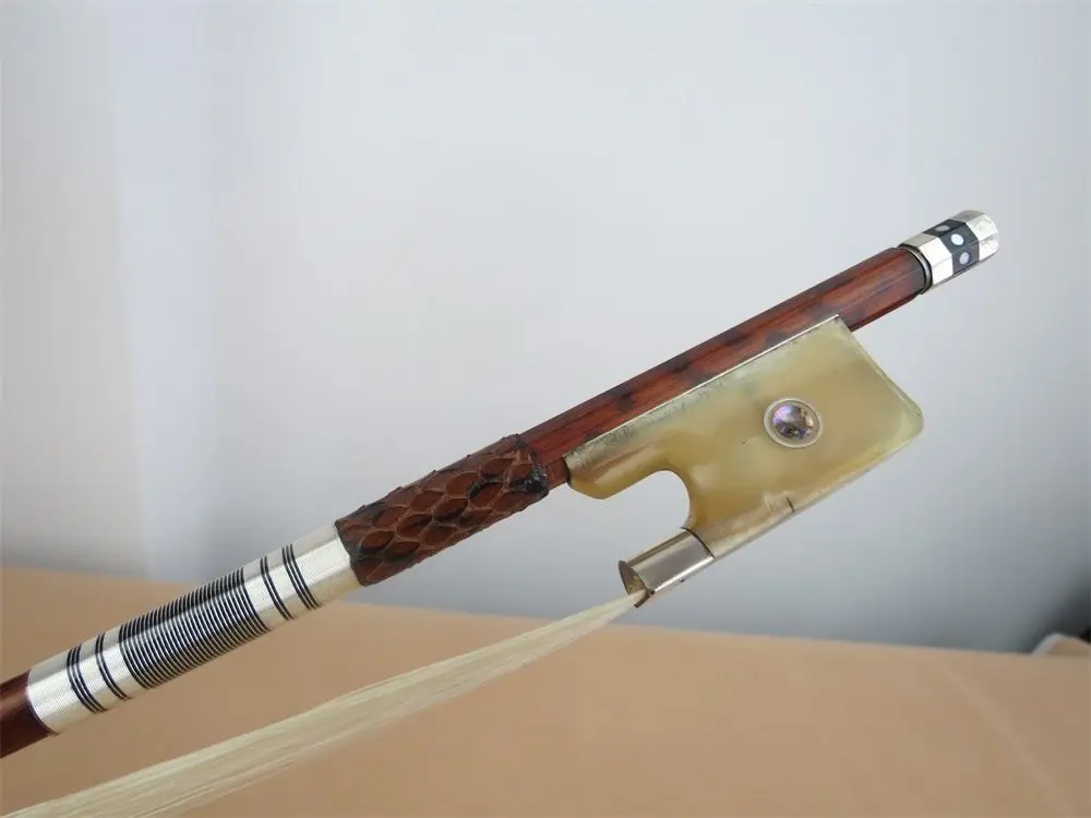 1pcs Strong profession snakewood 4/4 cello bows, white OX horn frog