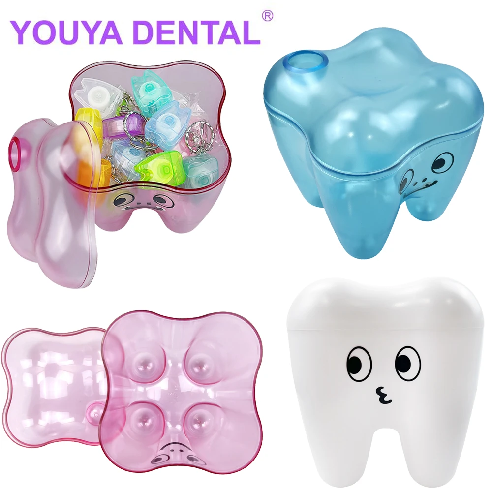 1Pcs Lovely Teeth Shaped Storage Box Flosser Holder Case Keychain Container Box Desktop Ornament Dental Office Decorations