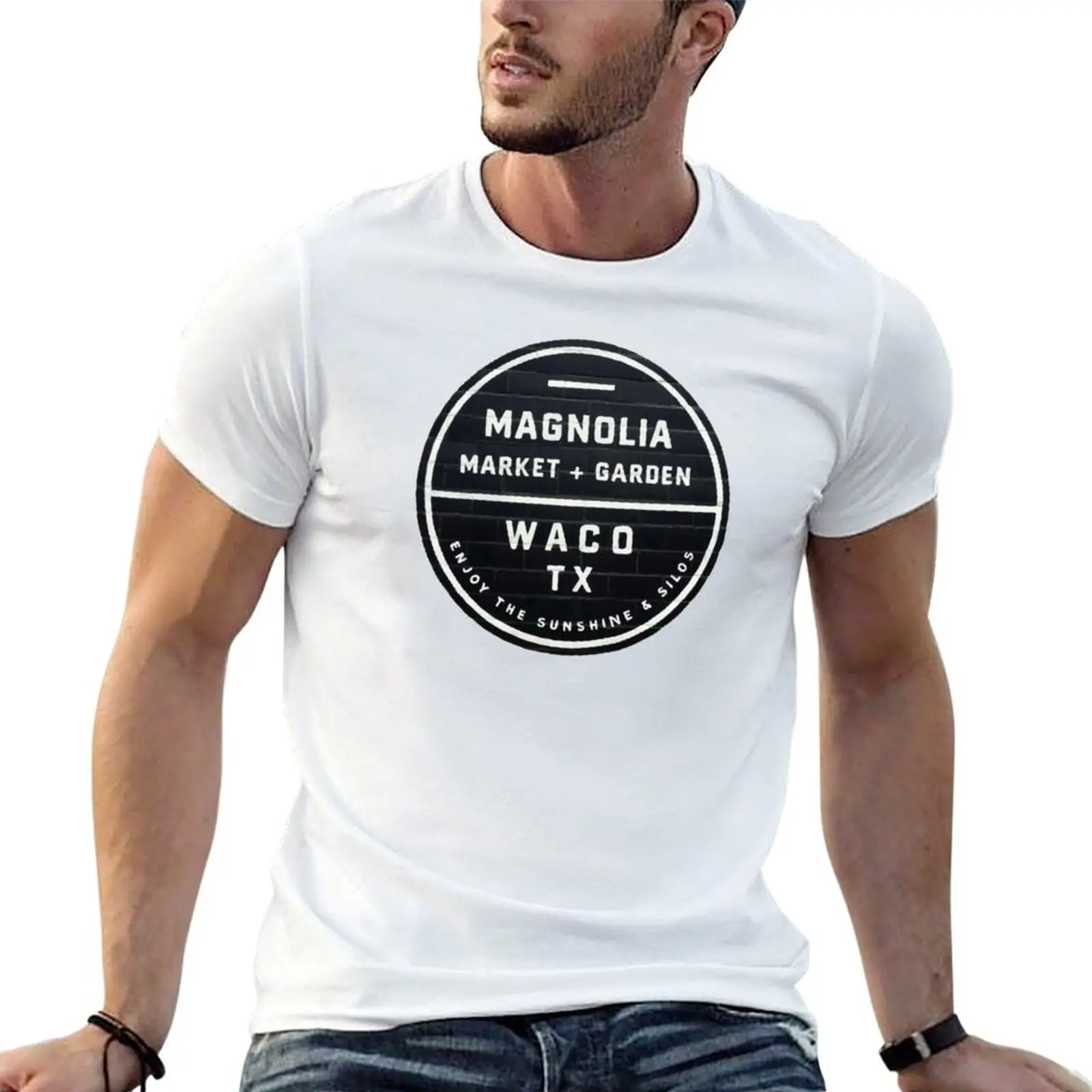 

magnolia market + garden T-Shirt man tshirt funny t shirts dark humor t shirts for man pack cotton T-Shirt