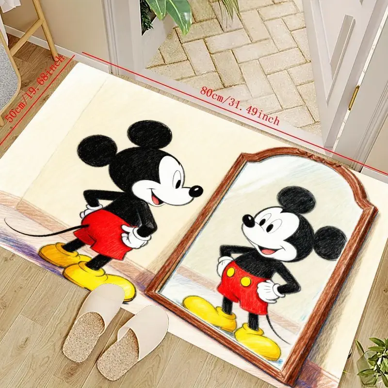 

1 шт., классический коврик Disney с зеркалом Микки Мауса, 50x80 см (19,68x31,49 дюйма), нескользящий моющийся коврик для детской комнаты, спальни
