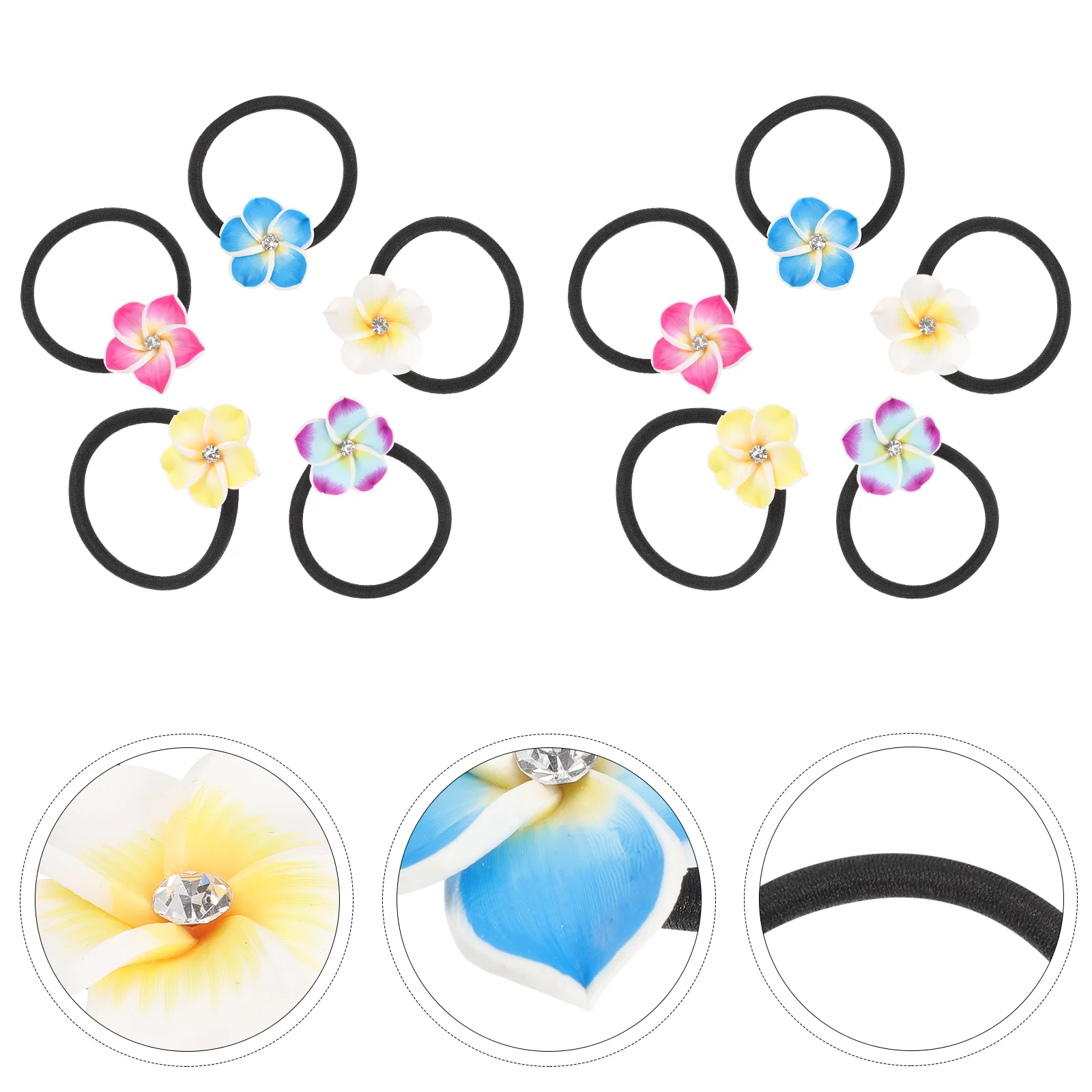 

10 Pcs Hair Ribbons Small Ties Accessories Headband 7x6cm for Girl Elastic Ponytail Seaside