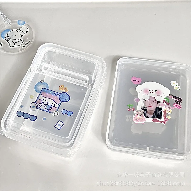 INS Transparent Desk Organizer Box Idol K-pop Photocard Container Storage Box Photo Small Card Korean Card Case School Stationer