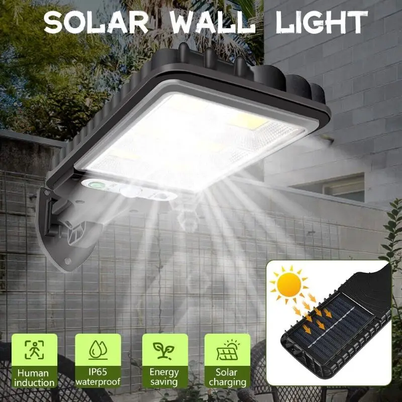 1/2-piece Outdoor Solar Wall Light LED Motion Sensor Bright Flood Street Light 3 Modes Courtyard Light Garden Street Light