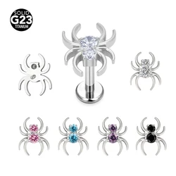 1PC F136 Titanium Spide Piercing Jewelry Labret Ear Stud Spider Zircon Internal Thread Helix Conch Cartilage Tragus Lip Stud Ear