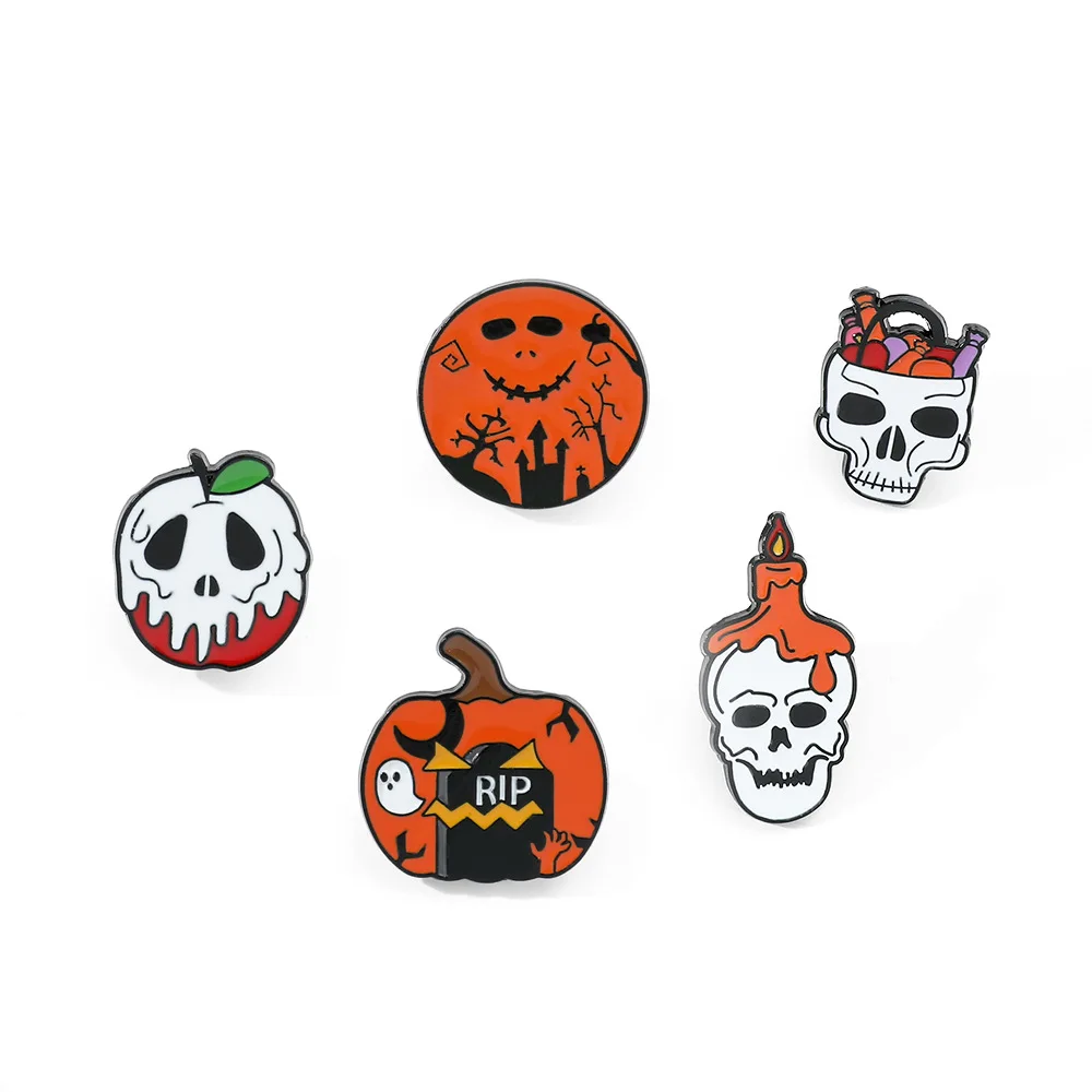 

1 Set European and American Halloween Dark Skull Brooch, Personalized and Creative, Terrifying and Funny Skull Metal Badge