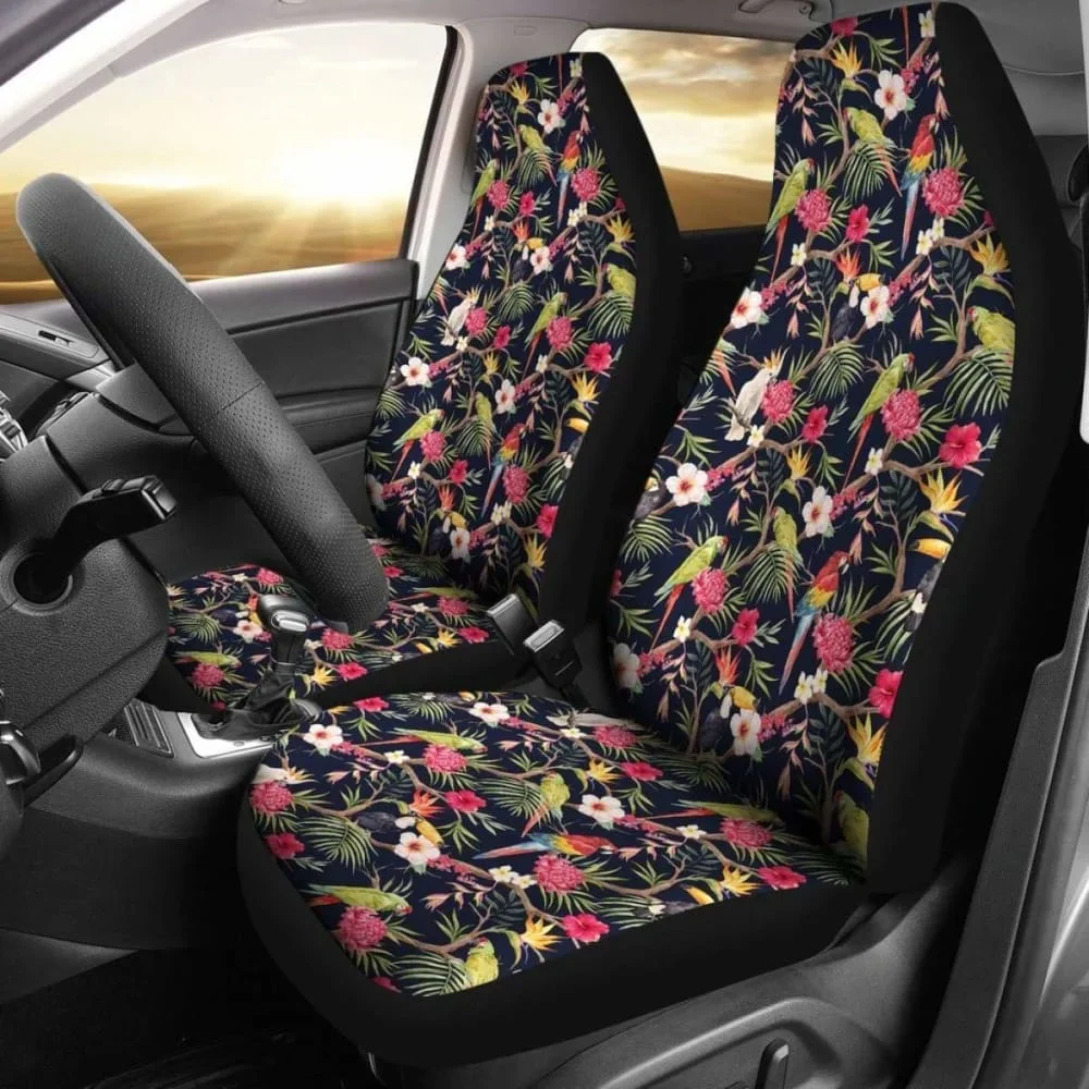 Hawaii Tropical Parrot Hibiscus Car Seat Covers,Pack of 2 Universal Front Seat Protective Cover