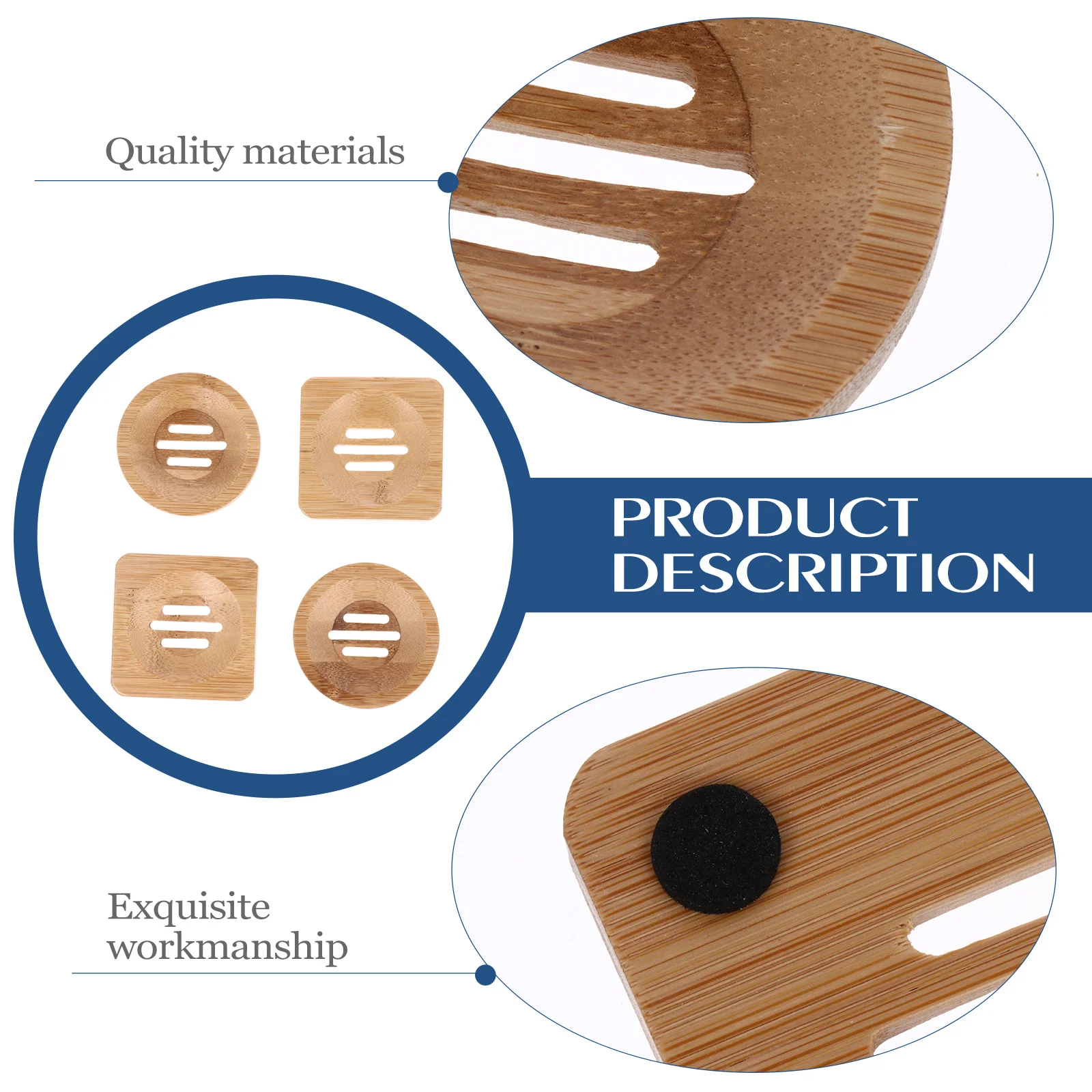 

4Pcs Bamboo Soapbox Set Wood Wide Usage Scrubby Sponge Razor Hair Product Organizer Bamboo Soap Dish