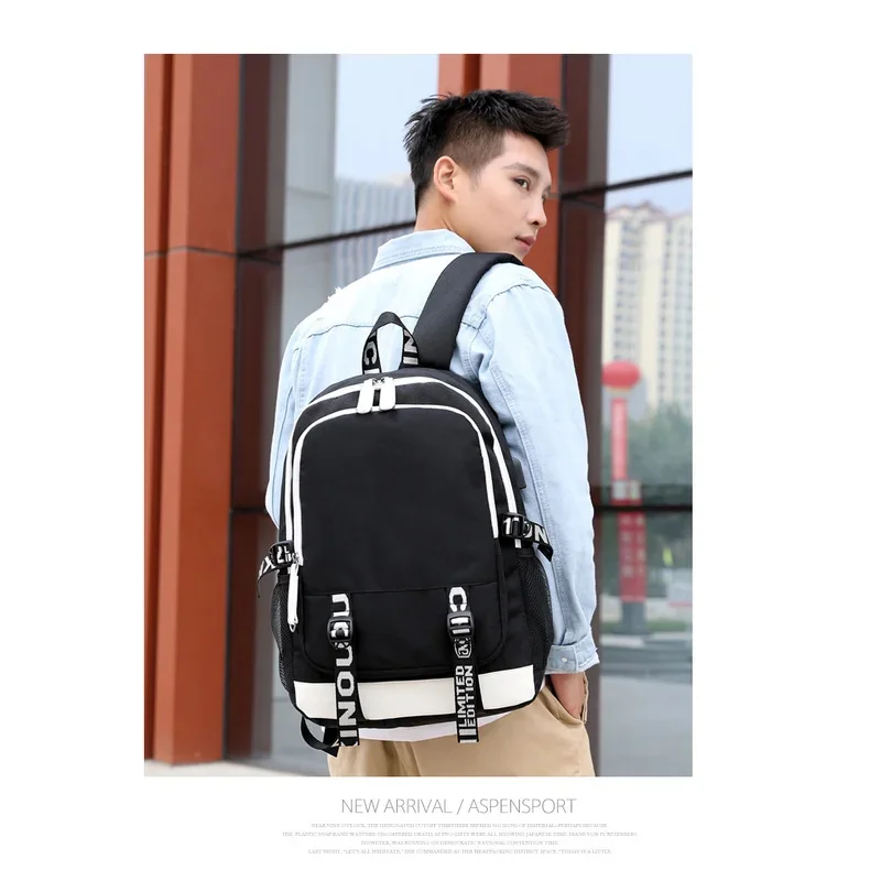 Anime Attack on Titan Gedrukte Rugzak Tienermode Outdoor Straat USB Rugzak Grote Capaciteit Rugzak School Schooltassen