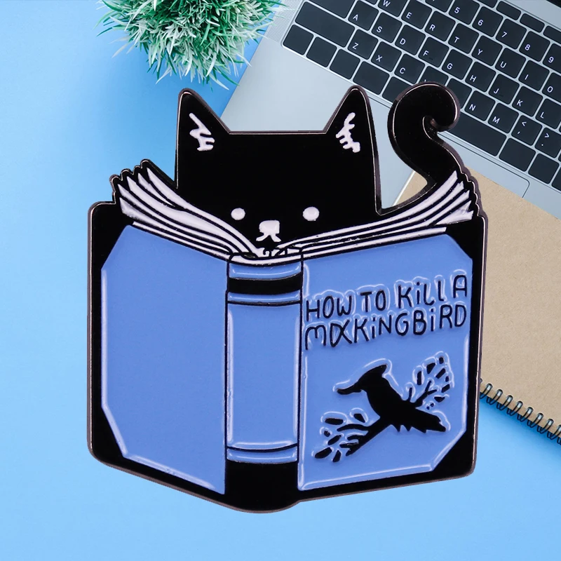 How To Kill A Mockingbird Pin Modern American Literature Classic Brooch Reading Cat Love Learning Kitty Book Lover Cute Addition