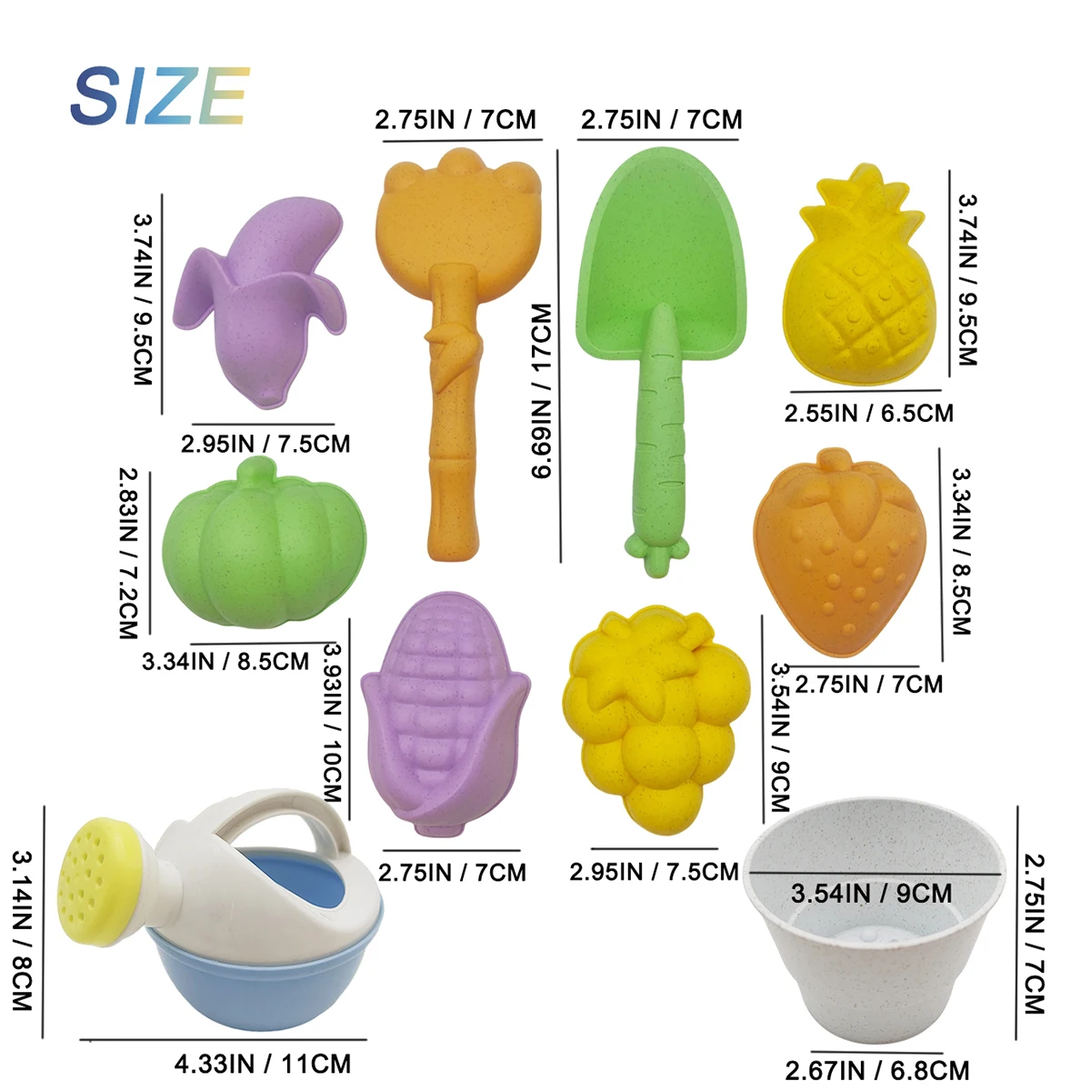 1/11PCS Children Fruit Beach Toy Summer Outdoor Games Sand Play Bucket Watering Bottle Shovel Kids Water Tool Gift(random color)