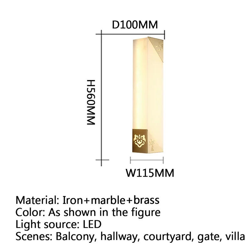 Colin contemporâneo led latão mármore ao ar livre lâmpadas de parede elétrica à prova dwaterproof água varanda corredor pátio villa portão hotel