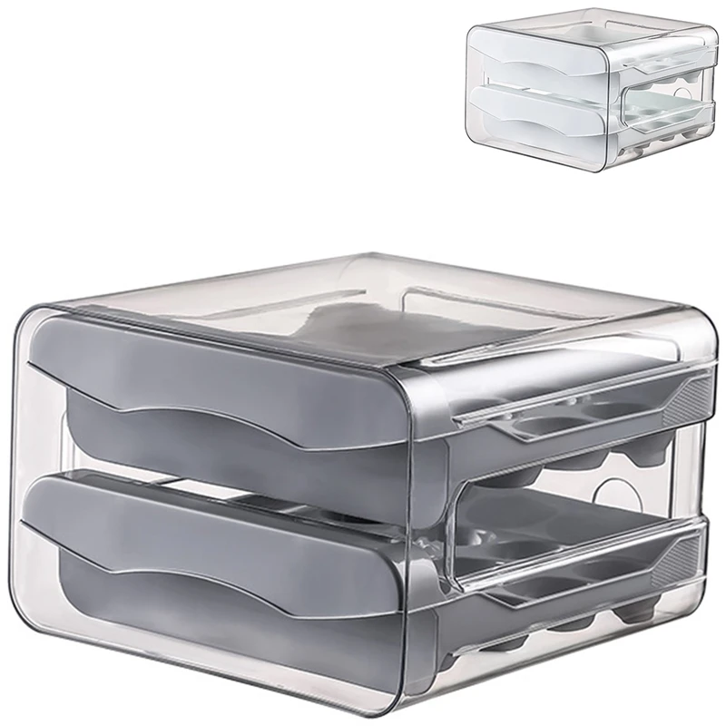 HOT SALE 32 Grid Egg Holder,Household Egg Storage Box For Fridge, Transparent 2Layer Chicken Storage Container