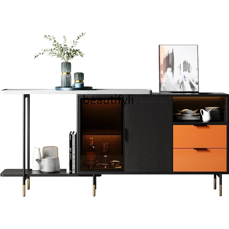 xxModern Italian Minimalist Wall Sideboard Cabinet Multi-Functional Retractable Light Luxury LockerK182