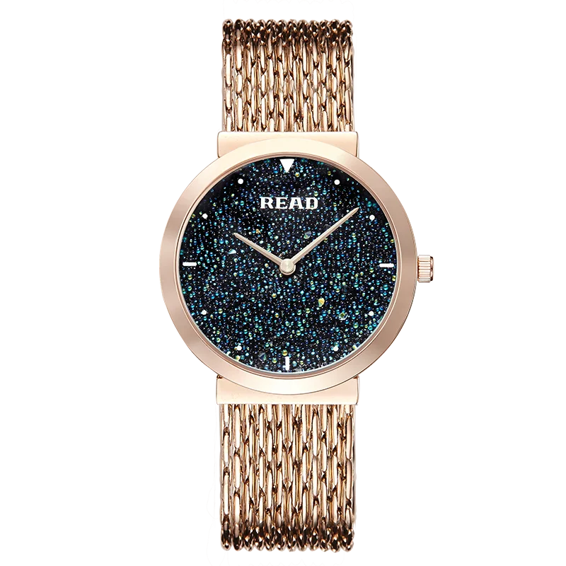 READ Ladies Analog Watch | Sparkling Starry Dial | Metal Mesh Bracelet | 30M Water Resistant Daily Women Wrist Watch