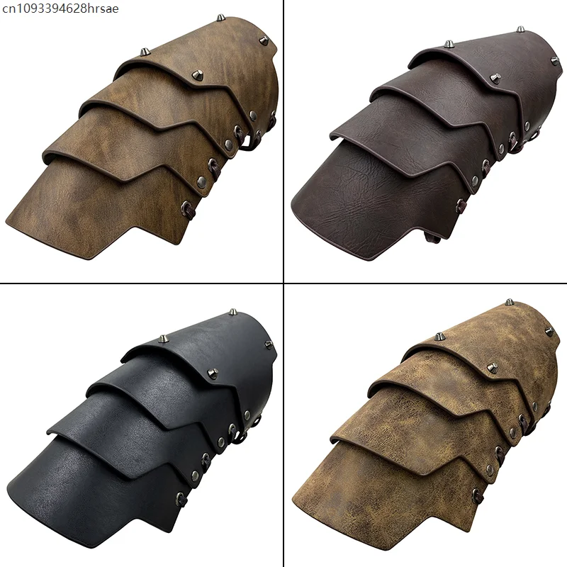 2 قطعة فايكنغ القرون الوسطى 4-layer المعصم دعامات Steampunk درع الذراع Vambrace فايكنغ القراصنة فارس القفاز معصمه براكر تأثيري