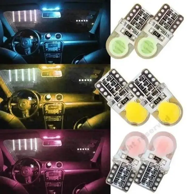 1Pcs T10 W5W LED Bulb Car Interior Light Turn Side License Plate Lamp 5 Colors