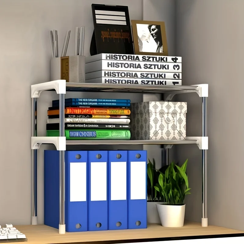 2-Tier Stainless Steel Microwave Oven Rack - Multipurpose Kitchen Storage Shelf with All-In-One Organizer