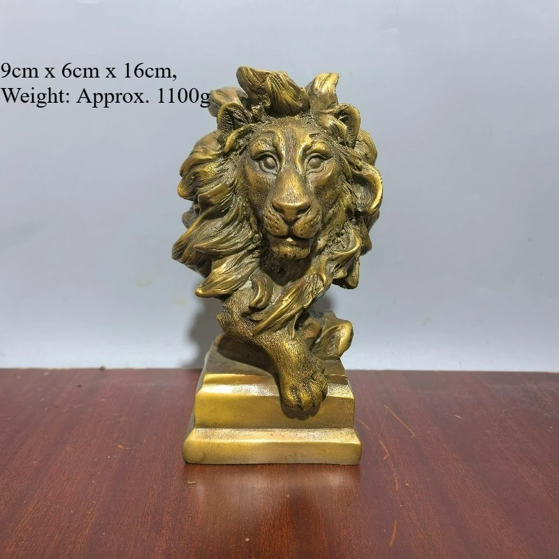Exquisitely Carved Brass Lion Head & Eagle Head Statue, Realistic 3D Sculpture - Desktop Room Decor Craft Gift