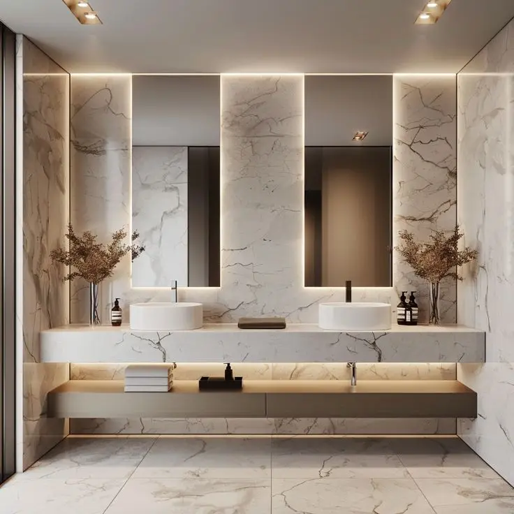Factory Luxury Hotel Residential Wall Mount Floating Cabinet Ceramic Basin Bathroom Vanity