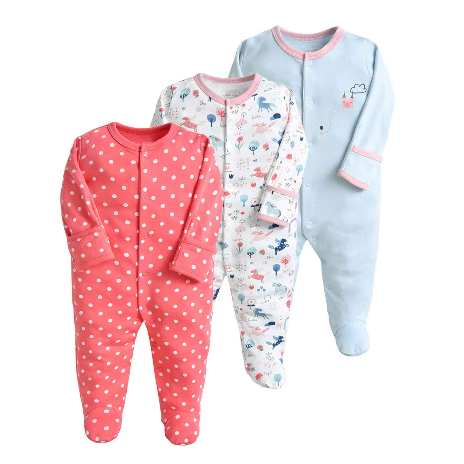 3PC Baby Casual pagliaccetto di un pezzo manica lunga avvolgere il piede pagliaccetto abbigliamento per bambini