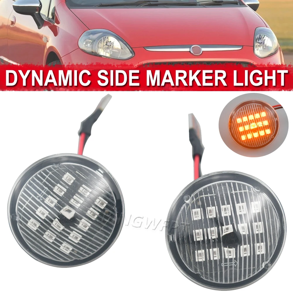 2PCS For Fiat Punto 188 1999-2012 Doblo 2001-2005 Sequential Flashing LED Turn Signal Side Marker Light Blinker